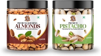 JOJONUTS Premium Pista & Badam Combo Pack of 2 Almonds, Pistachios(2 x 250 g)