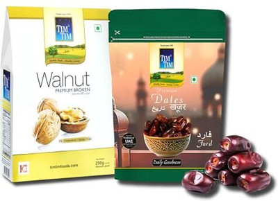 Tim Tim Premium Broken Walnut Kernels 250g and Premium Dates 500g Combo pack Walnuts(2 x 250 g)
