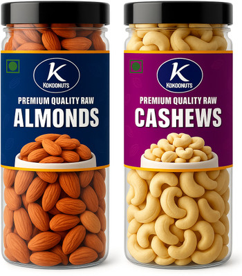 Kokoonuts Premium Quality Raw Almonds & Cashews – Healthy Dry Fruits in Airtight Jar Almonds(2 x 100 g)