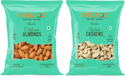 Naturoz Popular California Almonds & Whole Cashews Combo Pack (500g Each) Assorted Nuts(2 x 500 g)