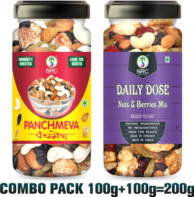 SRC Creations Panchmeva 100g + Daily Dose 100g Jar Pack | Breakfast Food Trail Mixture Assorted Seeds & Nuts(2 x 100 g)