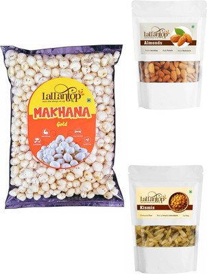 LALLANTOP Makhana gold 250g | Almonds 250g | Kismish 250g Healthy Dry Fruits Combo Pack Fox Nut, Almonds, Raisins(3 x 250 g)