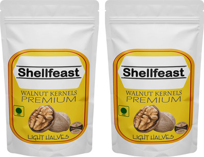 Shellfeast Light Half Halves PREMIUM Walnut Kernels, Organic Akhrot Giri Walnuts(2 x 0.5 kg)