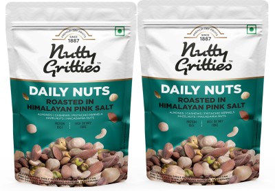 Nutty Gritties Daily Nuts - Roasted in Himalayan Pink Salt Almonds, Cashews, Macadamia Nuts, Hazelnuts, Pistachios(2 x 200 g)