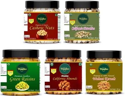 Waaho Combo pack of Almonds Cashews Walnuts Pistachios Raisins 1250GM Pistachios(5 x 250 g)