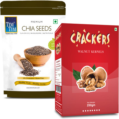 Tim Tim Combo of Premium Chia seeds & Cracker walnuts I Tasty & healthy I Dry fruits Assorted Seeds & Nuts(2 x 250 g)