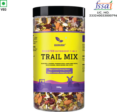 Ramam Nutriboost Premium 7 in 1 Trail Mix |Roasted Nuts & Seeds|High Protein & Fiber Assorted Seeds & Nuts(1 x 200 g)