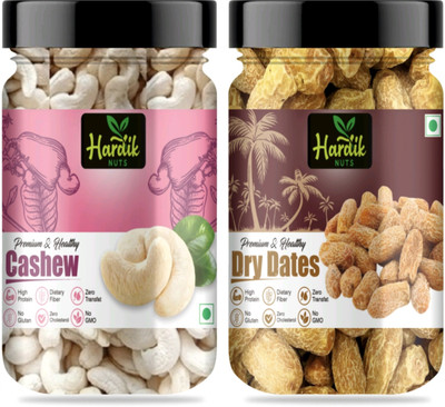 Hardik Delicious Cashew & Dry Dates Combo | Ideal for Gifting Assorted Nuts(2 x 250 g)
