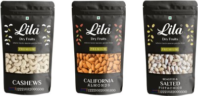 lila dry fruits Cashew (250gm),Almond(250gm) & Pistachios(250 gm) Combo | Kaju Badam Pista Combo Almonds, Cashews, Pistachios(3 x 250 g)