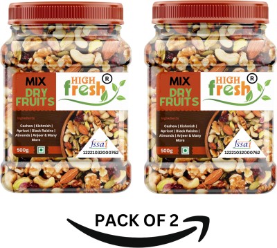 HighFresh Mix dry fruits Cashews, Apricots, Walnuts, Figs, Cherries, Raisins, Blueberry, Dry Dates, Almonds(2 x 500 g)