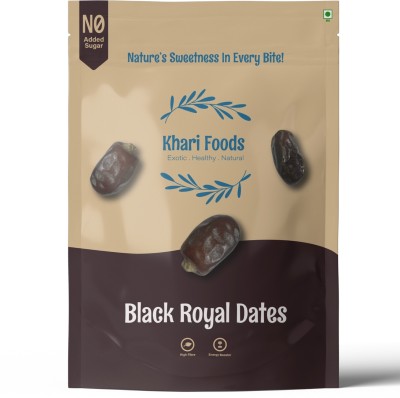 Khari Foods Royal Black Dates, Soft & Juicy Khajur Dry Fruits, High Fibre, Healthy Snacking Dates(400 g)