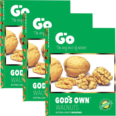 Go Organic Light Broken Walnuts kernels 750g (Each 250gm ) Walnuts(3 x 250 g)
