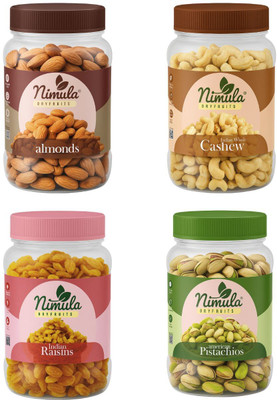 nimula Dry Fruits Combo Pack offer Ultra primimum Badam Kaju Kishmish Pista Almonds, Cashews, Raisins, Pistachios(4 x 100 g)