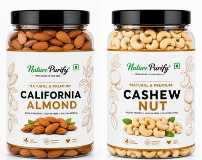Nature Purify Dry Fruit Combo Almond + Cashew 1kg (Pack of 2) Almonds, Cashews(2 x 0.5 kg)