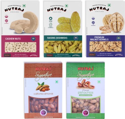 Nutraj Signature Daily Needs Pack of 5 (1000 g) Pistachios, Cashews, Walnuts, Almonds, Raisins(5 x 200 g)