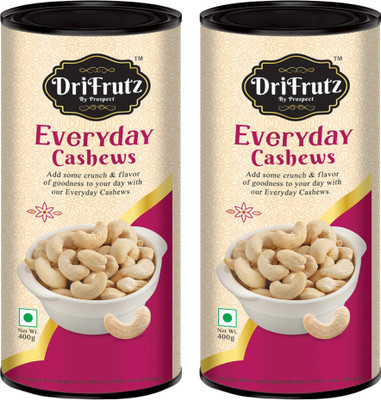 DRIFRUTZ Everyday Cashews W320 Grade| 800g Tin Pack (400gm each) Suitable for Vegan Diets Cashews(2 x 400 g)