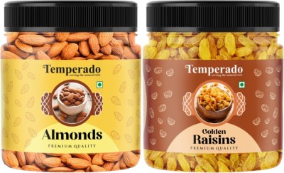 Temperado Almond (100gm) & Green Raisin(100gm) Combo | Badam Kishmish Combo Almonds, Raisins(2 x 100 g)