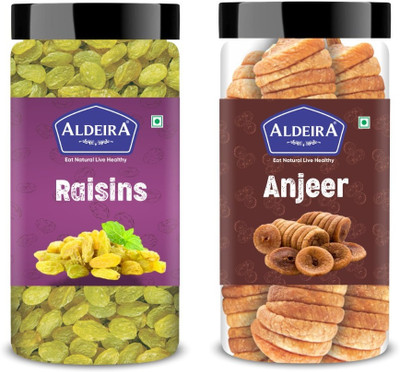 Aldeira Natural Kishmish 100gm + Anjeer 100gm (200gm) Dry Fruits Combo (100g Each) Raisins, Figs(2 x 100 g)