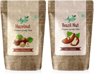 Agile Organic Premium Jumbo Hazel Nuts & Brazil Nuts Combo (Small Trial Pack) 50 Grams Hazelnuts, Brazil Nuts(2 x 50 g)