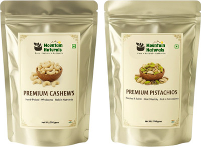 Mountain Naturals Premium Cashews & Pistachios Dry Fruits combo pack, Cashews, Pistachios(2 x 250 g)
