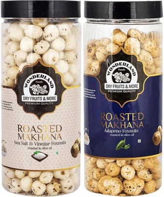 WONDERLAND Roasted Makhana Sea Salt Vinegar & Jalepeno Foxnuts Assorted Nuts(2 x 100 g)