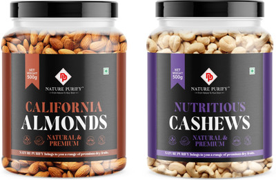 Nature Purify Dry Fruit Combo Almond + Cashew 1kg (Pack of 2) Almonds, Cashews(2 x 0.5 kg)