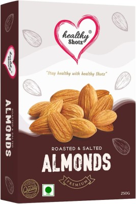 HEALTHY SHOTZ Premium Roasted and Salted California Almonds 250g Vacuum Pack, (Dry Fruits) Almonds(250 g)