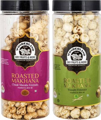 WONDERLAND Makhana Wasabi & Chaat Masala Foxnuts (Pack of 2-100g Each) Assorted Nuts(2 x 100 g)