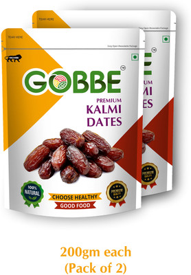 GOBBE Premium Kalmi Dates | Fresh & Soft Khajur Dry Fruit with Natural Sweetness Dates(2 x 200 g)