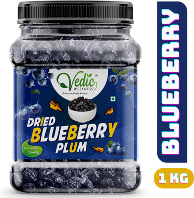 vedic Wellness Natural Premium Dried Unsweetened Blueberry Plum |No Sugar Added Healthy & Tasty Blueberry(1 x 1 kg)