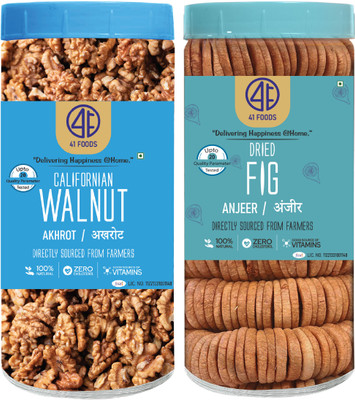 41 foods Premium Dry Fruits Combo Pack of Healthy Tasty Akhrot Anjeer 1 KG | Walnuts, Figs(2 x 500 g)