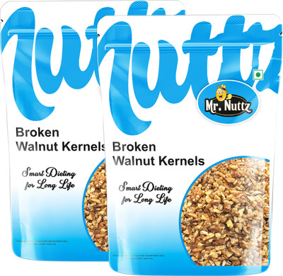 Mr.Nuttz Broken Walnut Kernels 400g | Akhrot Giri for Cooking, Snacking- Walnuts(2 x 200 g)