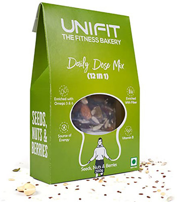Unifit Daily Dose Mix Of Seeds, Nuts & Berries | Mixed Nuts | Quick Energy | Rich in VITAMIN-B | Enriched With Fiber | Enriched With OMEGA-3 & OMEGA-6 | Excellent Source Of Energy | Pack Of 200gm(200 g)