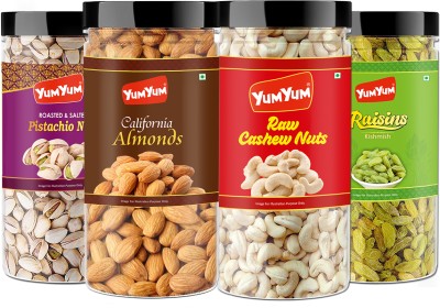 YUM YUM Premium Dry Fruits Combo Pack of 4 - 500 gram Each Almonds, Cashews, Pistachios, Raisins(4 x 0.5 kg)