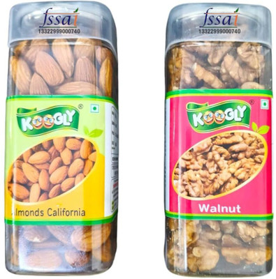 Koogly Premium Quality Akhrot and Badam For Free time snacking and Dieting Walnuts, Almonds(2 x 145 g)