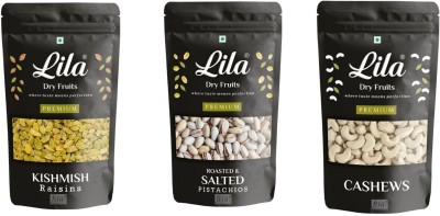 lila dry fruits Cashew (250gm), Pista(250gm) & Green Raisin(250 gm) Combo | Kaju Pista Kishmish Cashews, Pistachios, Raisins(3 x 250 g)