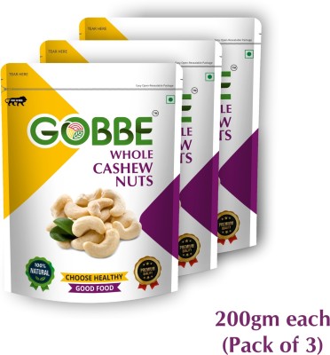 GOBBE Whole Cashew Nuts Cashews(3 x 200 g)