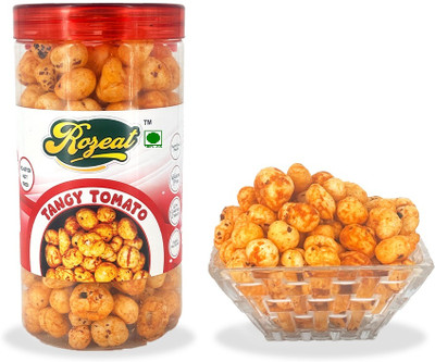 Rozeat Tangy Tomato Flavour Roasted Makhana Jar - Healthy & Crunchy Snack | Gluten Free Fox Nut(2 x 80 g)
