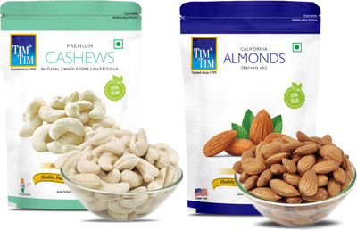 Tim Tim Premium Dry Fruits Combo Pack - Almonds 200g and Cahsew Nuts 200g, Cashew and Almonds(2 x 200 g)