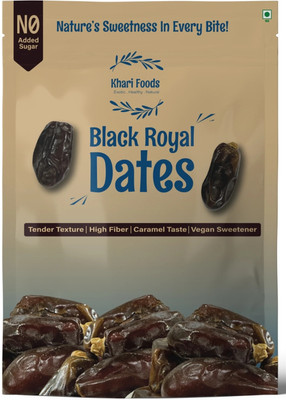 Khari Foods Royal Black Dates, Soft & Juicy Khajur Dry Fruits, High Fibre, Healthy Snacking Dates(1 x 400 g)