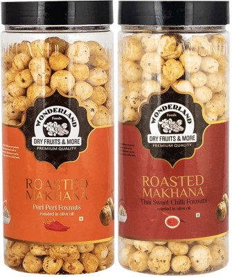 WONDERLAND Roasted Makhana Thai Sweet Chilli & Peri Peri Foxnuts Assorted Nuts(2 x 100 g)