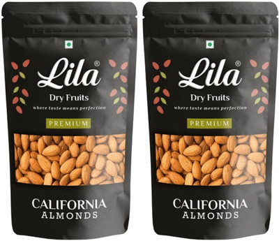 lila dry fruits California Almonds | American Badam | Raw and Natural Badam for Healthy Snacking Almonds(2 x 200 g)