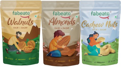 Fabeato Natural Premium California Almonds,(Akhrot Giri) Walnut Kernels,Whole Raw Cashews(3 x 200 g)