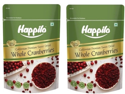 Happilo Premium Californian Dried and Sweet Whole Cranberries | Real Dried Fruit Cranberries(2 x 200 g)