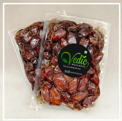 vedic Wellness Premium Seedless Dates | Pin Khajur Dates Dry Fruits Khajoor Fresh and Healthy Dates(1 x 500 g)
