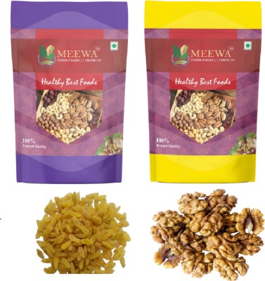 MEEWA 1 KG DRYFRUITS COMBO | 500G WALNUT KERNEL | 500G LONG GOLDEN RAISIN | VALUE PACK Walnuts, Raisins(2 x 500 g)