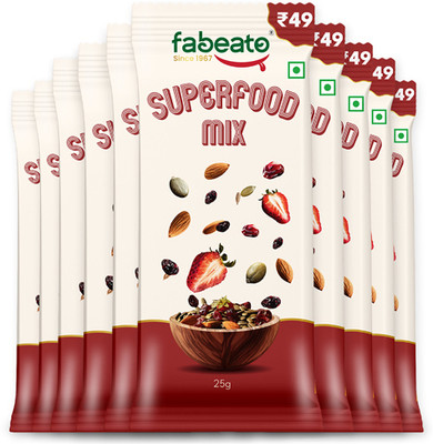 Fabeato Munch on the Go Snack Premium Superfood Mix |Nuts, Dry Fruits, Seeds and Berries Assorted Seeds & Nuts(10 x 25 g)
