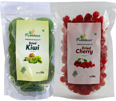 Farmbean Dehydrated Fruits Combo | Kiwi 200gms, Cherry 200gms| Plant Based Protein Kiwi, Cherries(2 x 200 g)