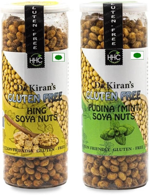 Dr. Kiran's Gluten Free Soya Nuts Hing | Pudina Flavour Soya Nuts | High In Protein Soy Nuts(2 x 150 g)