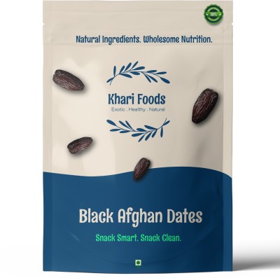 Khari Foods Black Afghan Dates 400g, Khajur Dry Fruits, High Fibre, Smart Snacking Dates(400 g)